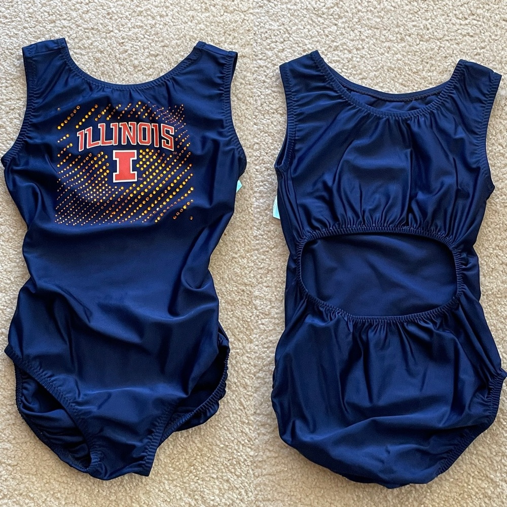 NWT Foxy’s University of Illinois Illini Gymnastics Leotard - Child Sizes